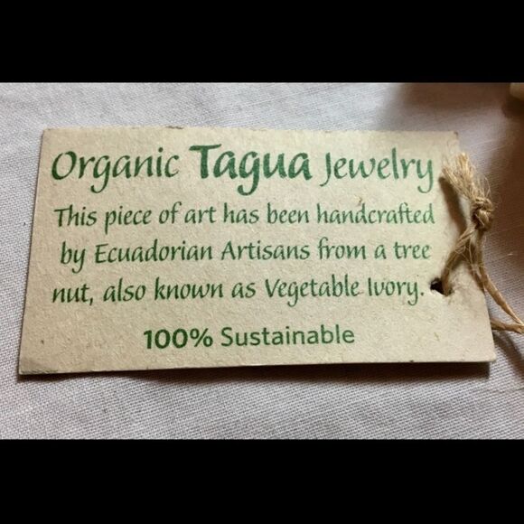 Organic tagua turquoise earrings. New with tags - Picture 2 of 4